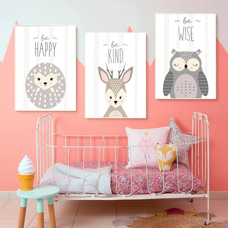 Elegant-Poetry-Kawaii-Jungle-Animal-Cartoon-Modern-Canvas-Painting-Art-Print-Poster-Picture-Paintings-Children-Bedroom