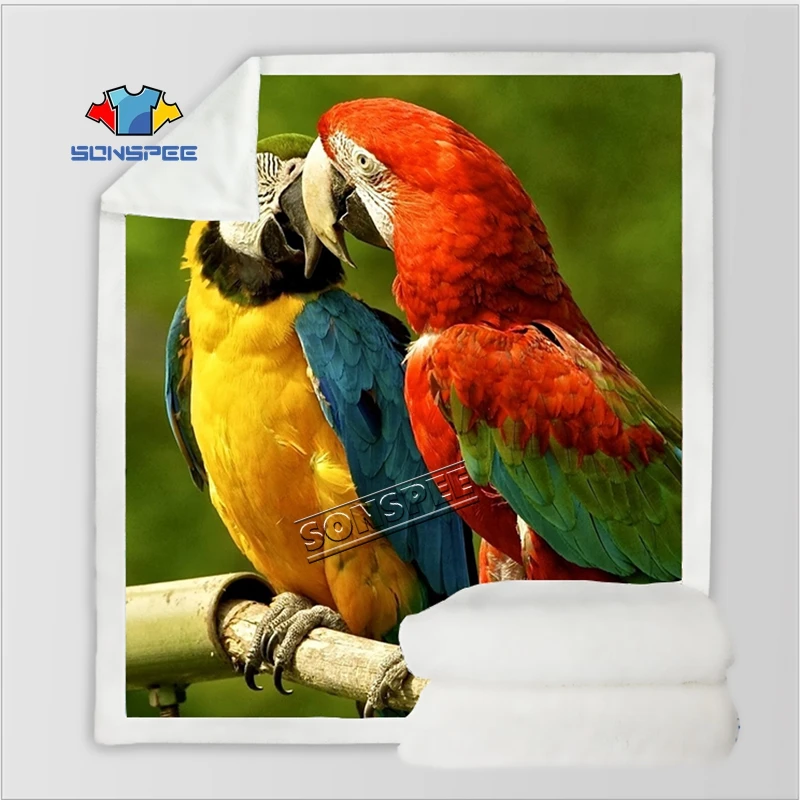 The new Animal Bird Travel Youth Bedding parrot patterned stuffed blanket bedspread for boy girl travel blanket sofa quilt