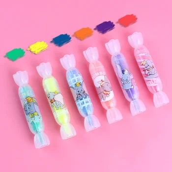 

6pcs Dumbo Various Color Mini Highlighter Marker Pen Cute Cartoon Flying Epoptic Mildliner Stationery School Art Supplies H6717