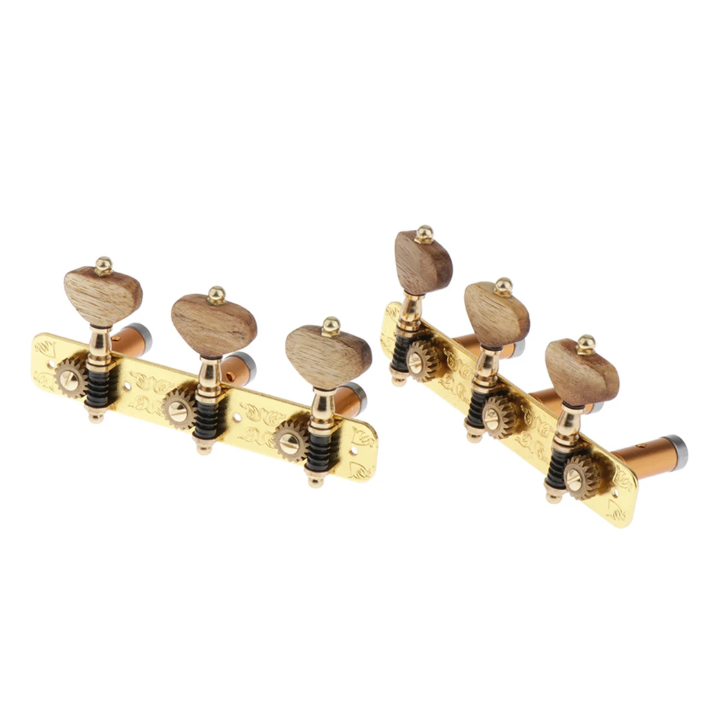 

2pcs Zinc Alloy Classical Guitar Machine Heads Tuners Acacia Knob Buttons - Golden