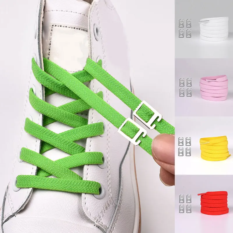 

1 pair Quick No Tie Shoelaces Elastic Cross buckle Lazy Laces Strings personality unisex solid elastic sneakers shoelace