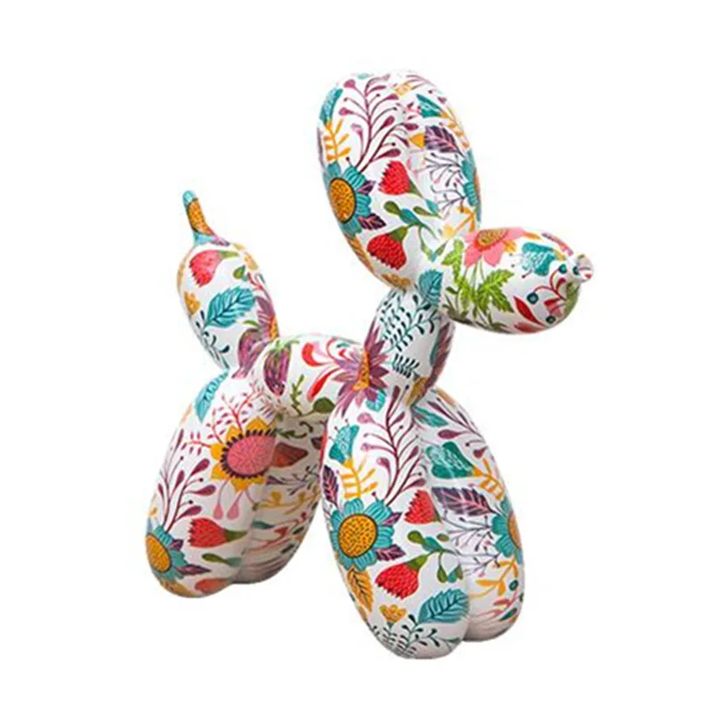 

Nordic Abstract Colorful Pattern Balloons Dog Art Sculpture Jeff Koons Shiny Balloon Dog Figurine Resin Home Decoration X3297