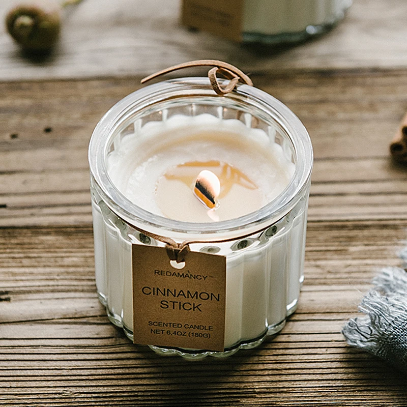 REDAMANCY wooden wick Soy Wax Romantic Aromatherapy Candles with Octagonal Coconut Candlestick For Gifts Home Decoration | Дом и сад