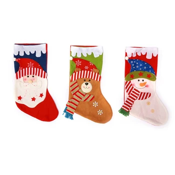 

3 PCS Christmas Stockings 18 Inch Xmas Party Mantel Decorations Ornaments - Santa Snowman Bear Style