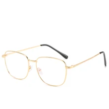 

LAMOFUR Vintage Square Women's Glasses Frame Men Metal Optical Eyeglasses 2021 Fashion Transparent Spectacles 54C-801-1