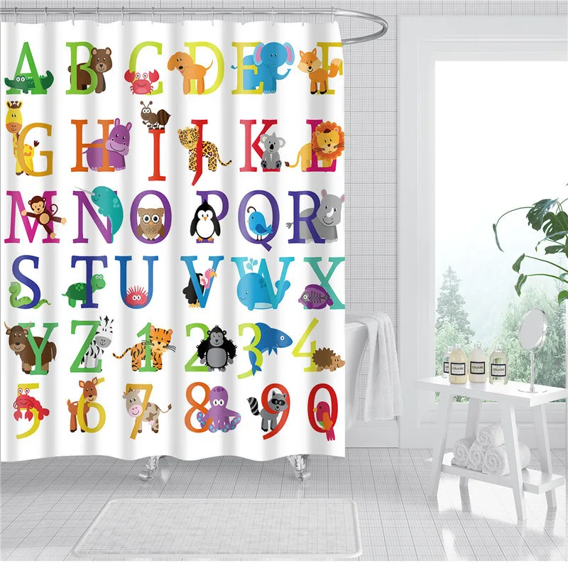 Shower Curtain Set 3D Funny Oil Painting Waterproof Polyester Fabric Bathroom  Door 180X200cm Bath Curtains 4