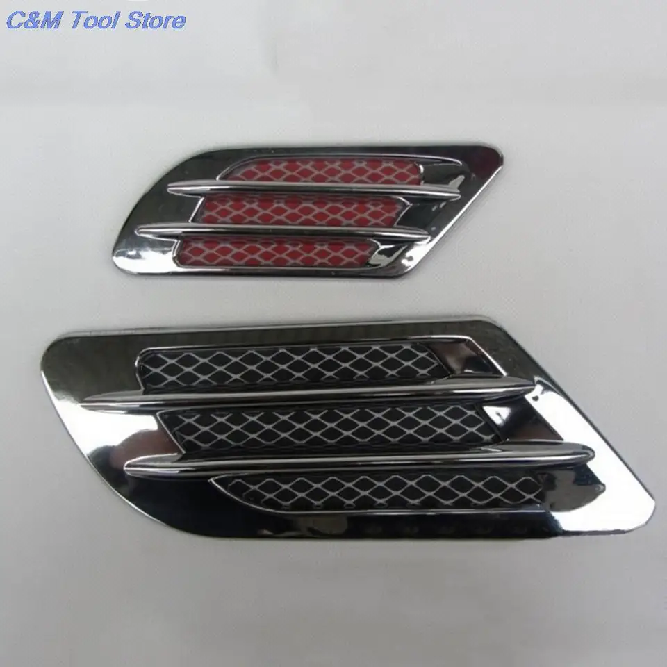 2PCS Car Side Air Flow Vents - ABS Plastic Fender Decorative Hood Vents Stickers