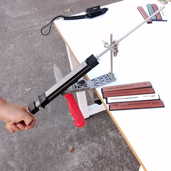 

New knife sharpener Sharpening stone system Fixed angle sharpener kitchen Double-sided blade Apex edge With 4 grinding stones