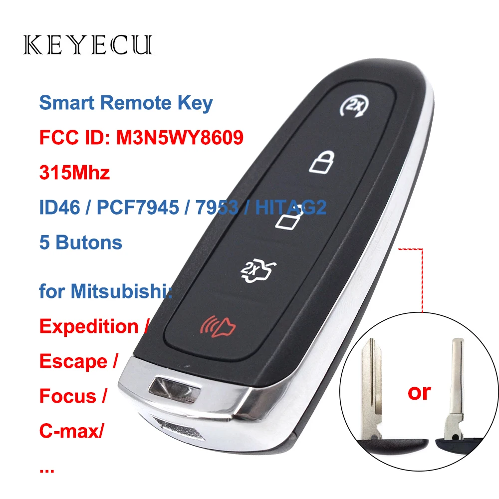 Keyecu 5 кнопочный дистанционный запуск Smart Prox ключ 315 МГц ID46 для Ford Edge Escape погрузка