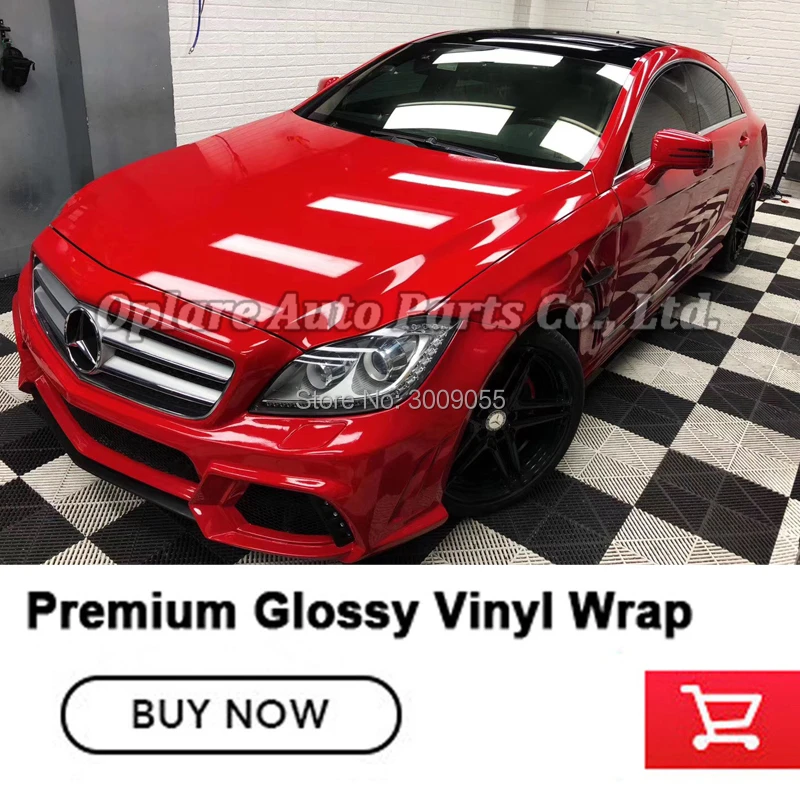 

Highest quality High Gloss Glossy Vinyl Wrap Cardinal Red For Car Wrap with air release channels dark red vinyl wrap