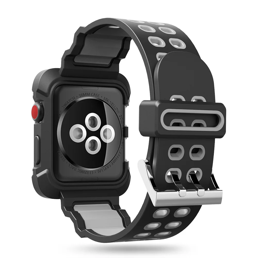 12 DELELE apple watch iwatch tpu rugged armor bands with frame case black gray (5)