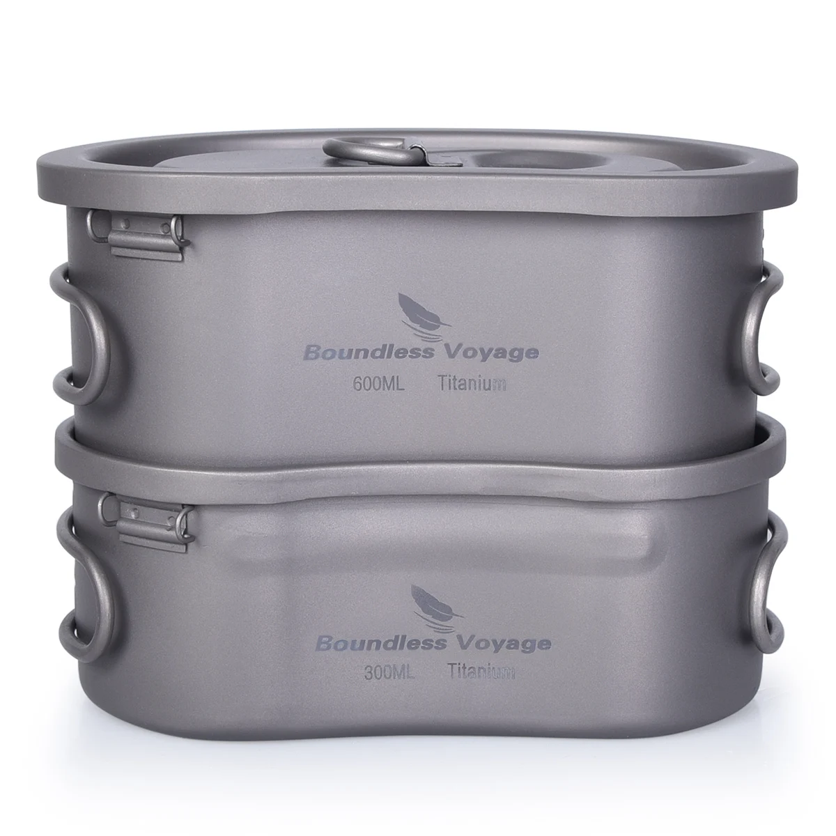 Baratos Viaje sin límites olla de titanio al aire libre con mango plegable anillo colgante Camping senderismo ultraligero cantina Bowl Mess Kit 2 uds