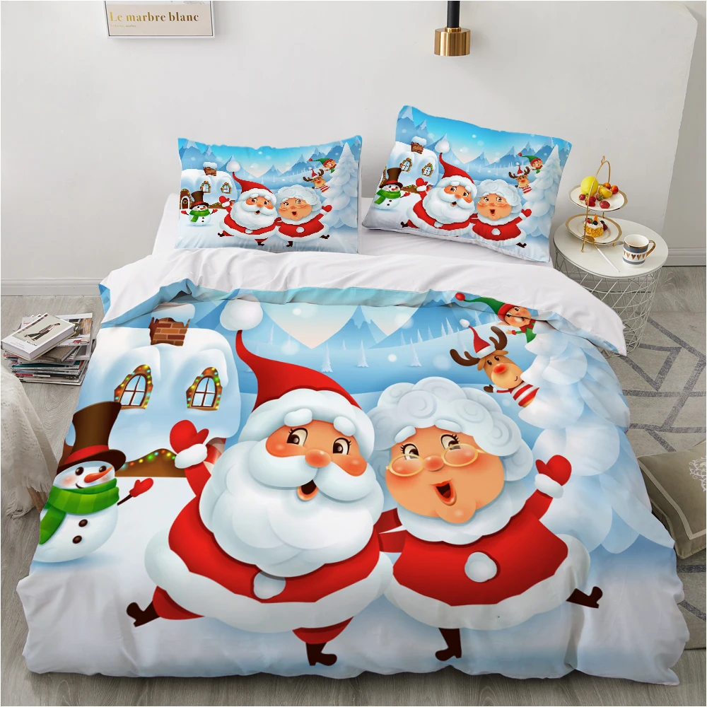 

cartoon Bedding Set for kids baby Bed linen set for home duvet cover flat sheet family sets Euro 200x220 Christmas santa claus
