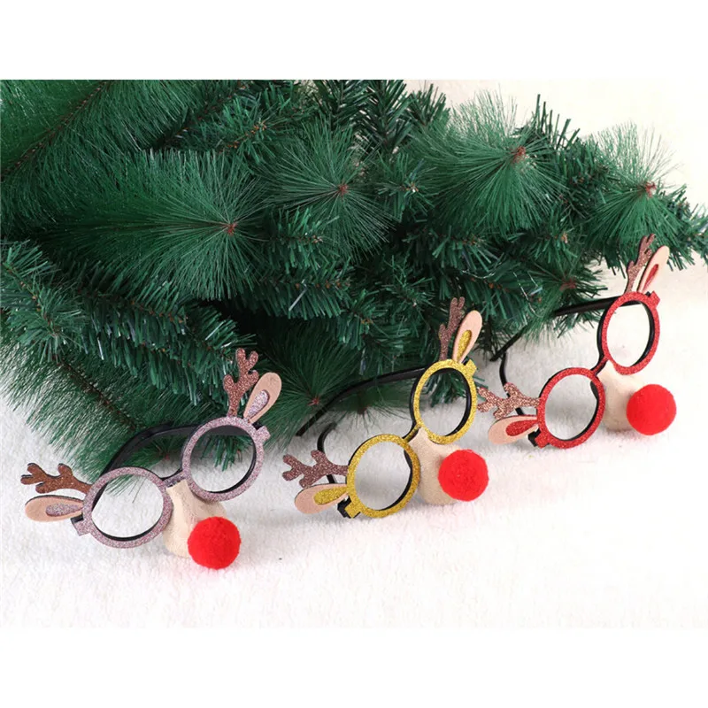 1PC Christmas Decorations Glasses Adult Kids Toys Christmas Antlers Santa Claus Snowman Glasses DIY Party Decoration@D