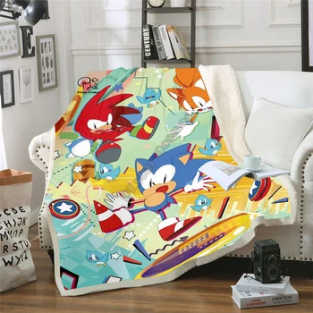 

Plstar Cosmos Cartoon Anime Super Sonic Blanket 3D print Sherpa Blanket on Bed Home Textiles Dreamlike style-1