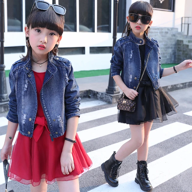  Mud Kingdom Toddler Little Girls Denim Jacket with Tulle  Turn-down Collar Fashion Spring Autumn: Clothing, Shoes & Jewelry