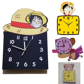 

16" Anime One Piece Team Luffy Hat Tony Chopper Wall Clock Home Room Decor Creative 3D Wood Clock Living Room Kids Boy Girl Gift