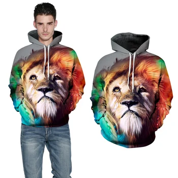 

Print Color Lion Head Digital Fashion 3d Sweatshirts Printing Hoodies Lion Head Digital Print Couple O-Neck