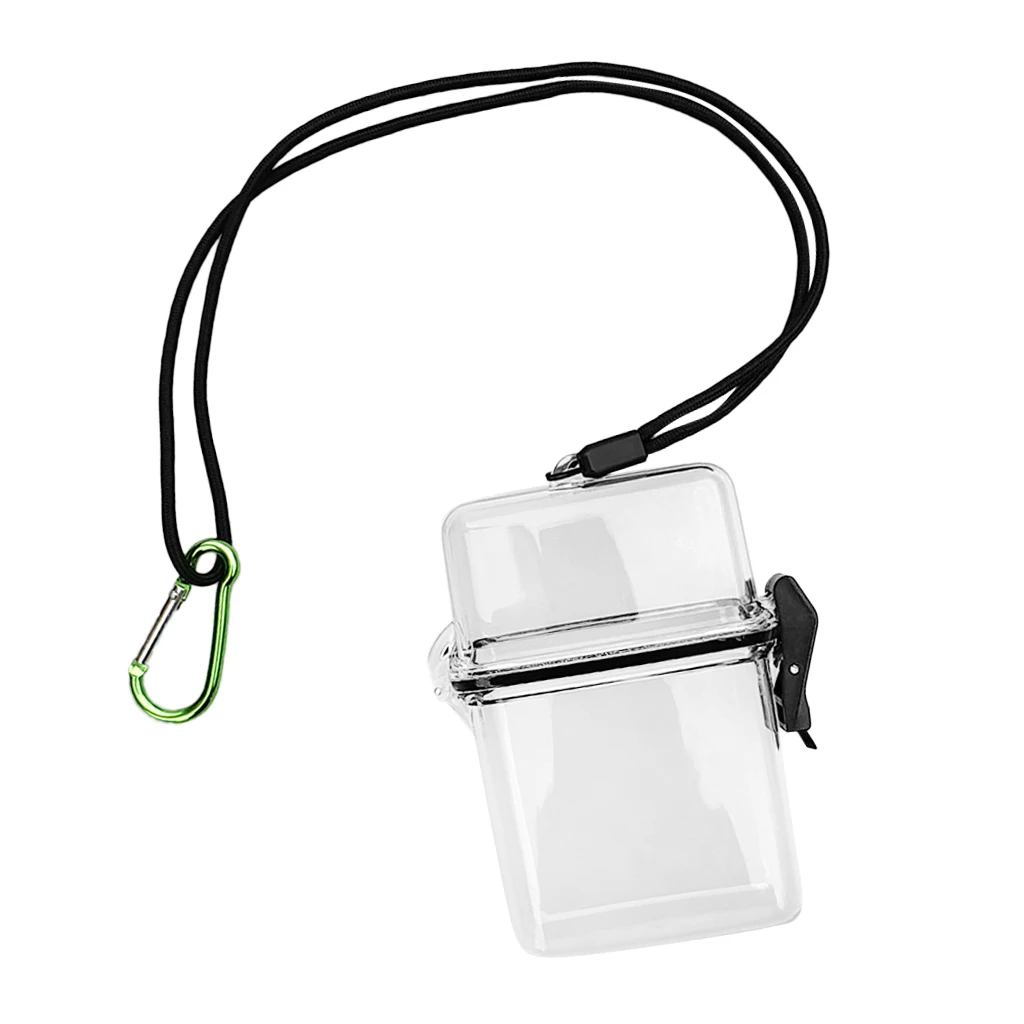 Waterproof Dry Box Container Case & Rope Carabiner Hook for Scuba Diving Snorkeling Kayaking Surfing Swimming Boating Floating