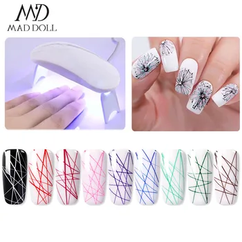 

9 boxes Spider Nail Gel Polish+UV Gel LED Light Set 5g Metallic Nail Art Elastic Drawing Silk Spider Nails Gel Soak Off Hybrid