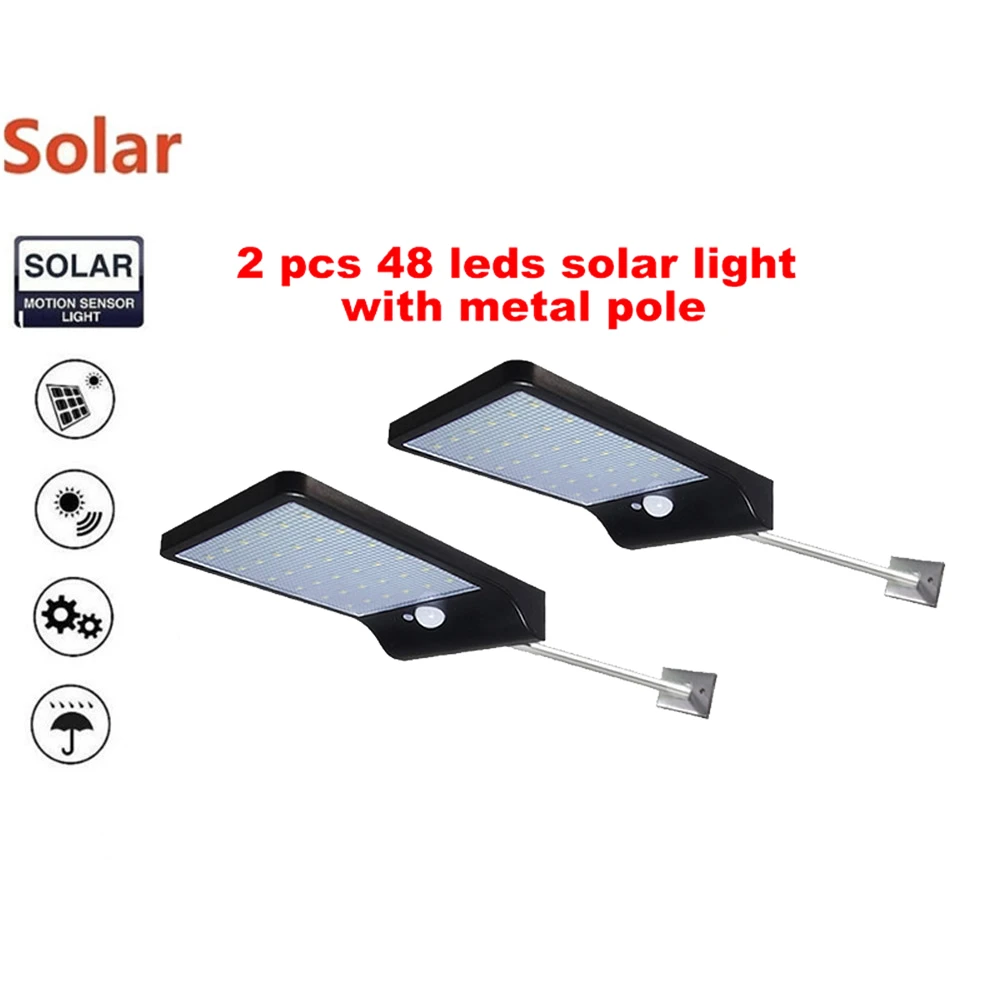 

2/4pcs 48 LED Solar Lamp Garden Motion Sensor Light Solar Panel Power Lights Outdoor Waterproof Separate Street Path Security Wa
