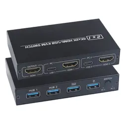 Partage de clavier et souris, imprimante, 2021 sorties, 4K, USB, HDMI, KVM, boîte de commutation, affichage vidéo, séparateur de commutateur USB, Plug And Play, 2 pièces 