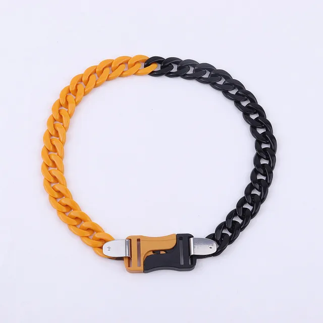 FishSheep Rock Punk Acrylic Chain Buckle Pendant Necklace For Men Women Statement Choker Collar Necklaces New Fashion Jewelry Rose Gold Color