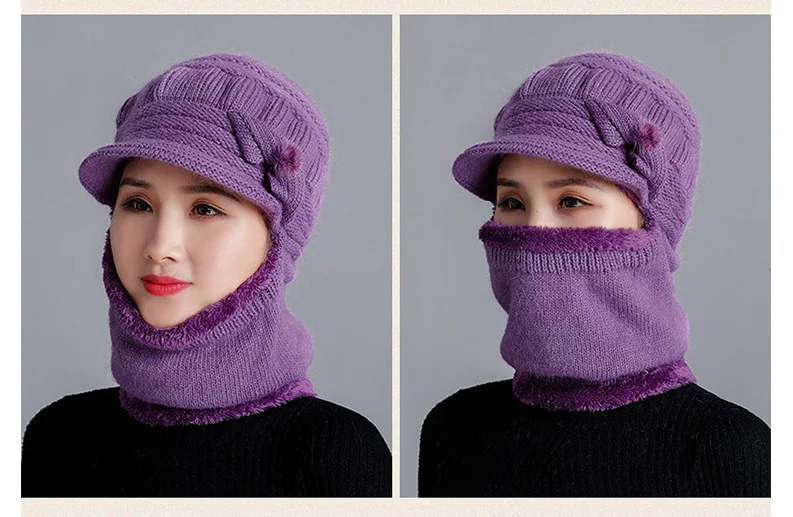 Новинка, зимние шапки Skullies Beanies, шапка для женщин, шерстяной шарф, шапки, Балаклава, маска, шапка, теплый мех кролика, вязаная шапка