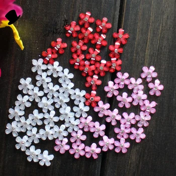 

10Pcs Crystal Flower Patches Rhinestone Pink Red White Motif Applique Embroidery Sew on Patches for Clothes Bag