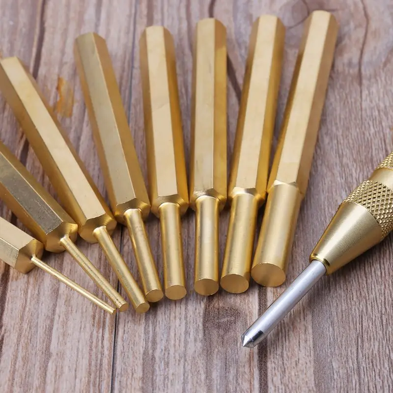 

18pcs/set Durable Brass Steel Drill Center Drive Pin Punch Set Tool Kit Removing