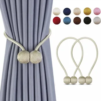 

2PCS/Pair Magnetic Curtain Tiebacks Tie Backs Holders for Home Kitchen Office Window Sheer Blackout Drapes