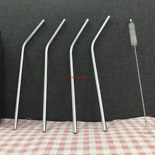 100 набор, многоразовые прямые согнутые соломинки из нержавеющей стали с 1 шт чистящей щеткой для кофе, молока, напитков