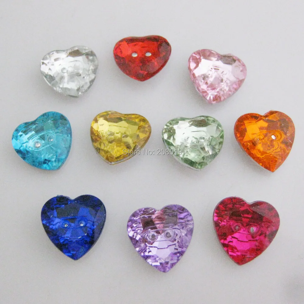 

NBNLWK 1/2" heart shape acrylic buttons for garment 120pcs kid's shirt button DIY sewing supplies