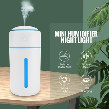 

350ML Smart Cooling Mist Humidifier With LED Night Light Mini USB Multifunction Air Humidifier 4/8 Hours Ultrasonic Atomizing