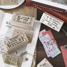 Ретро путешествия билетов этикетка украшения штамп деревянные резиновые штампы для stationery канцелярские принадлежности DIY ремесло Стандартный штамп
