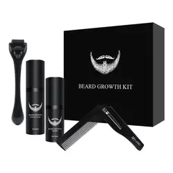 4 Pcs/set Beard Growth Kit Barbe Hair Growth Enhancer Set Beard Nourishing Growth Essential Oil Facial Beard Care Kit With Comb