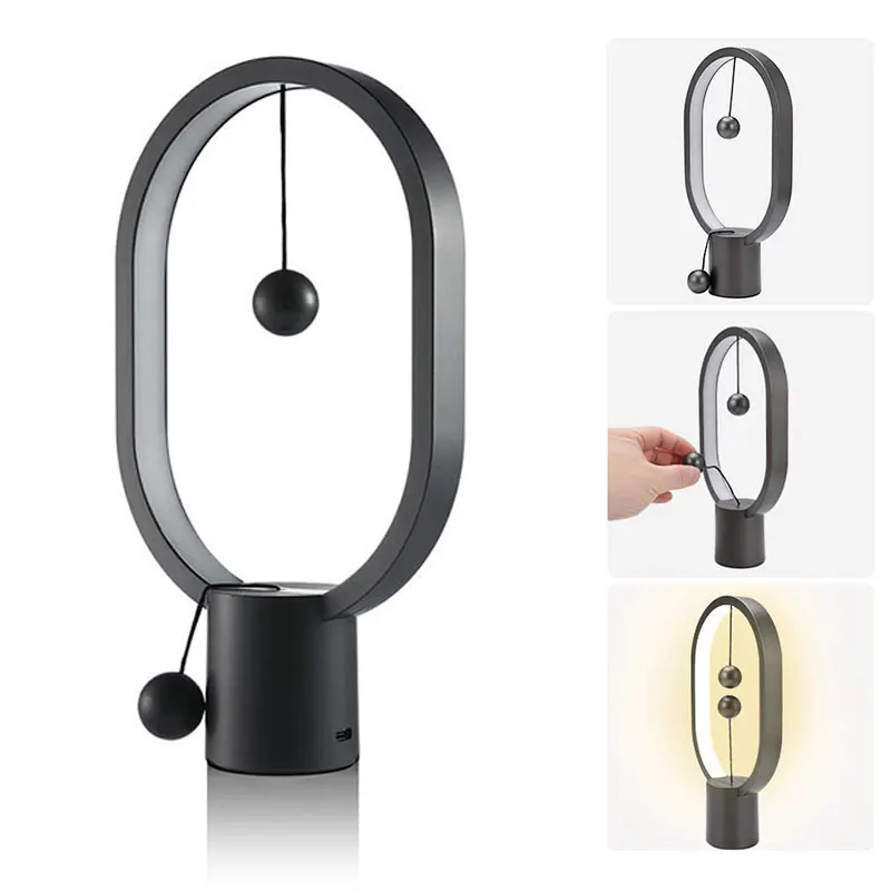 

Mini Heng Balance LED Table Lamp Office Home Decor Night Light Table Lamp USB Power Ellipse Magnetic Mid-air Switch Warm White