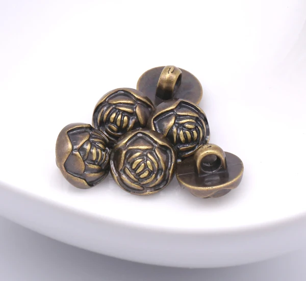 30pcs/lot Size:12mm New Flower buttons for Coat Bronze Color Scrapbooking accessories Plastic button(SS-857