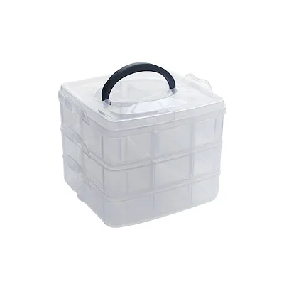 S Three-layer Storage Box Transparent Storage Box For Tape Washi Tape Sticker Sundries Pens Diary Stationery - Цвет: S