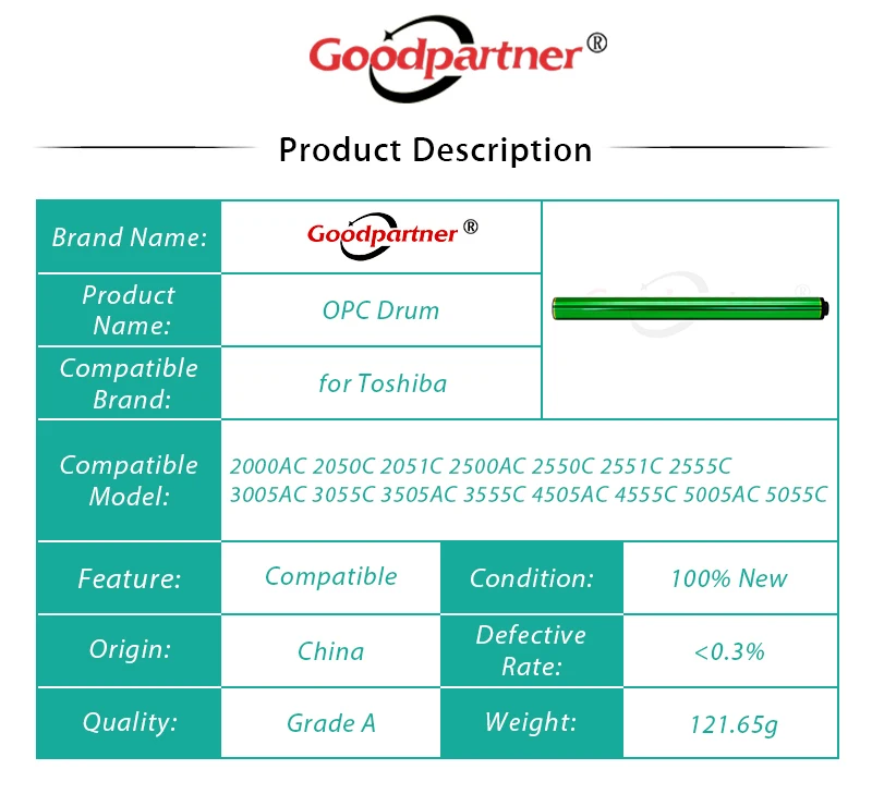 Opc Drum 10X ODFC50 ODFC30 OPC Drum for TOSHIBA 2000AC 2050C 2051C 2500AC 2550C 2551C 2555C 3005AC 3055C 3505AC 3555C 4505AC 4555C 5005AC