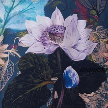 Весна и лето шелк цифровая печать Лотос винтажное платье высококачественная одежда ткань высокого класса льняная ткань