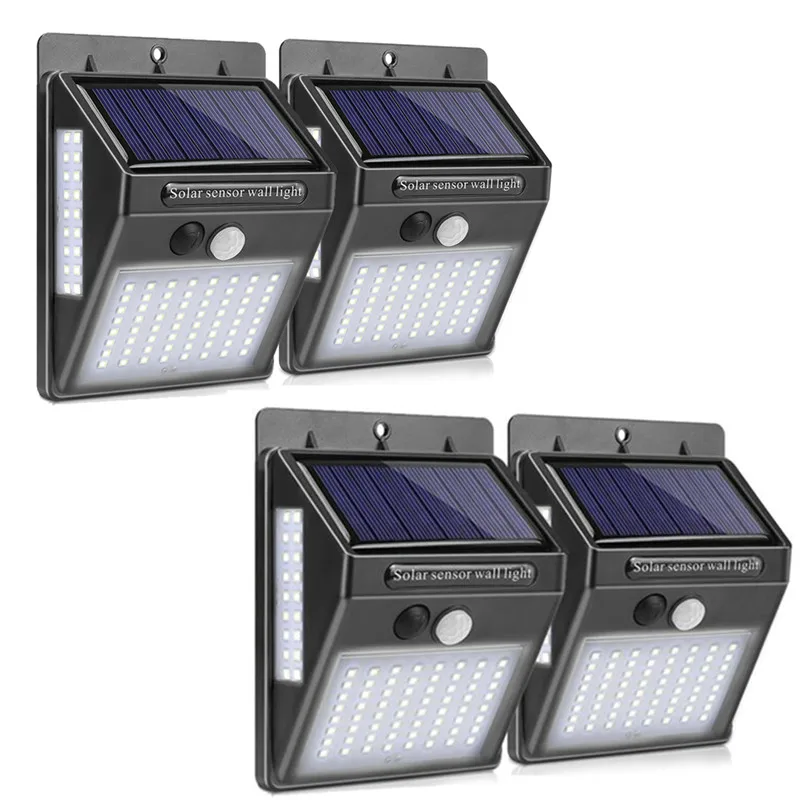 

100 LED Solar Light 4pcs Outdoor Garden Decoration Lights Waterproof Path Solar Wall Light PIR Motion Sensor Solar Powered Lamp