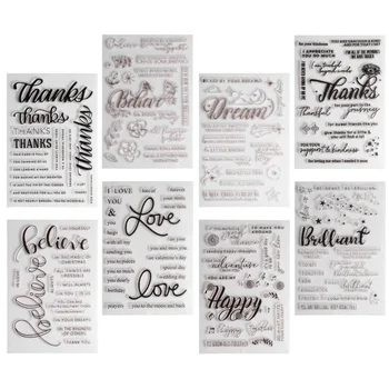 

8pcs Transparent Silicone Stampers Clear Stamp DIY Drawing Template Stamper for Scrapbooking Crafts Making (Mixed Style, Black)