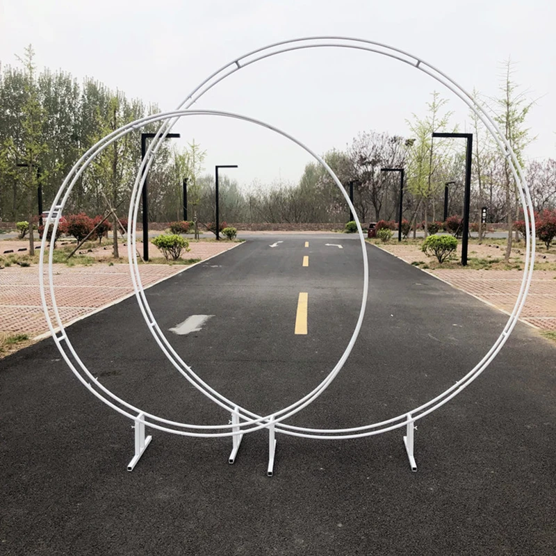 JAROWN Wedding Party Props Backdrop Iron Arch Stand Decor Double Round Ring Arch Frame Decorative Flower Arch Door Decoration (2)
