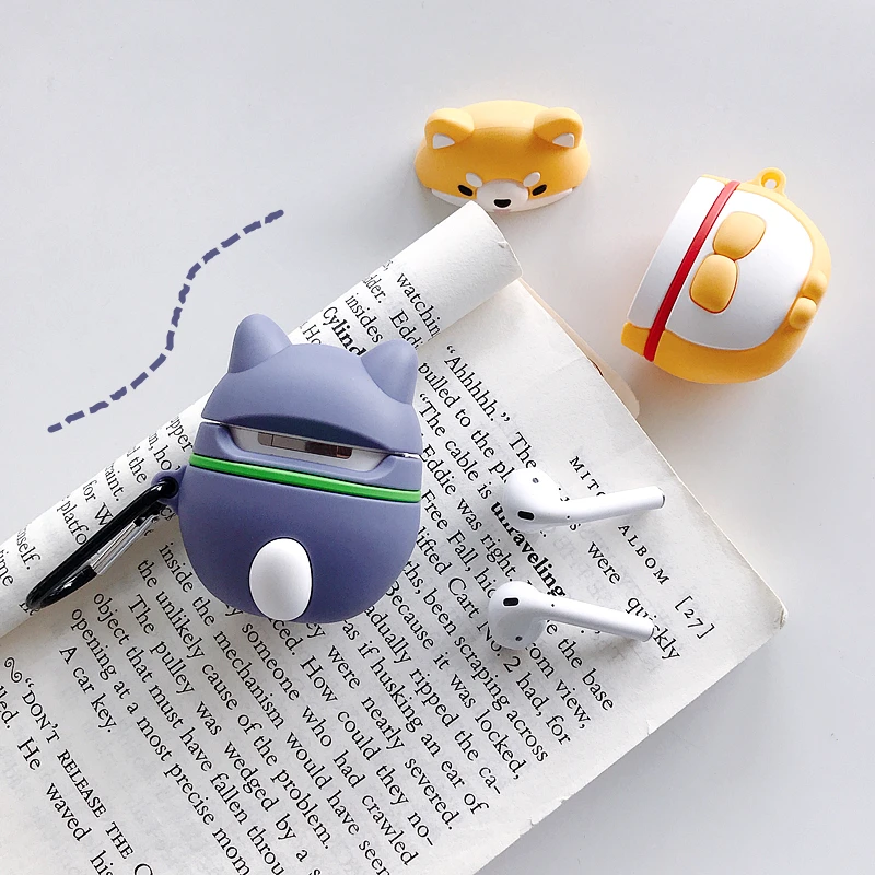 3D чехол для наушников s для AirPods, силиконовый чехол с милым мультяшным щенком для Apple Air pods 2, забавный чехол для наушников, кольцевой ремешок