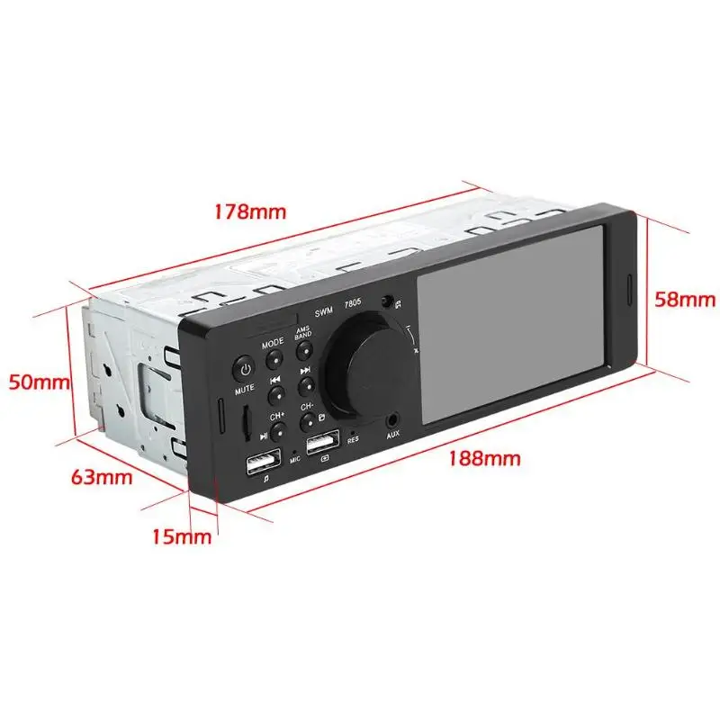 SWM 7805 автомобильный проигрыватель стерео 4,1 дюймов TFT сенсорный экран в тире Bluetooth FM радио двойной USB RCA головное устройство цифровой медиаприемник