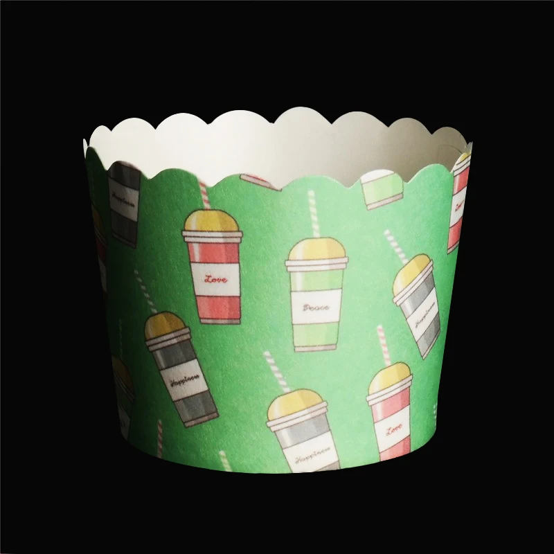 50 шт зеленый цвет Мороженое Дизайн с кексом обертки бумажные чашки для выпечки
