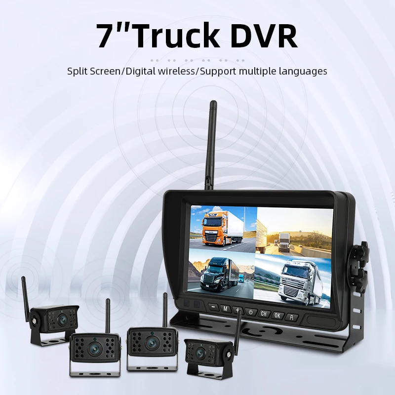 Jansite 7 дюймовая цифровая Беспроводной грузовик DVR Регистраторы зеркало AHD 4