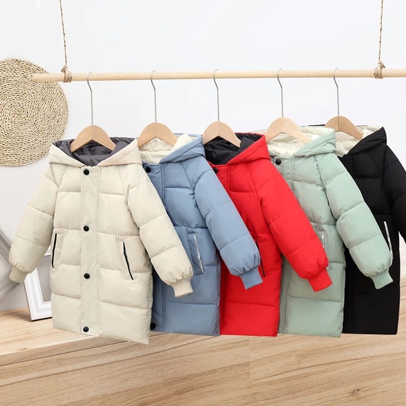 Outerwear & Coats 1 -8 Years Children 's down Padded Cotton Jackets Baby Autumn Winter Coat Boys Girls Thick Mid-length Cotton-padded Clothes outdoor coats