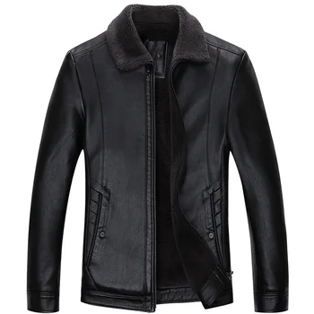 

Plus Size Casual Leather Jacket Men Turn-down Collar Black 100% Cowhide Jackets Male High Quality Mens Genuine Leather Jacket